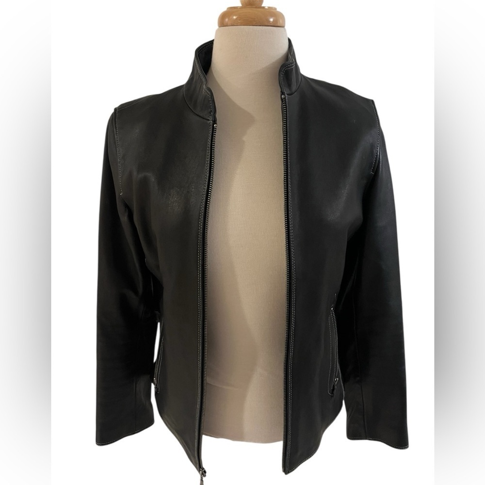Tiboa Black Leather Jacket- Near perfect condition-Women’s size M